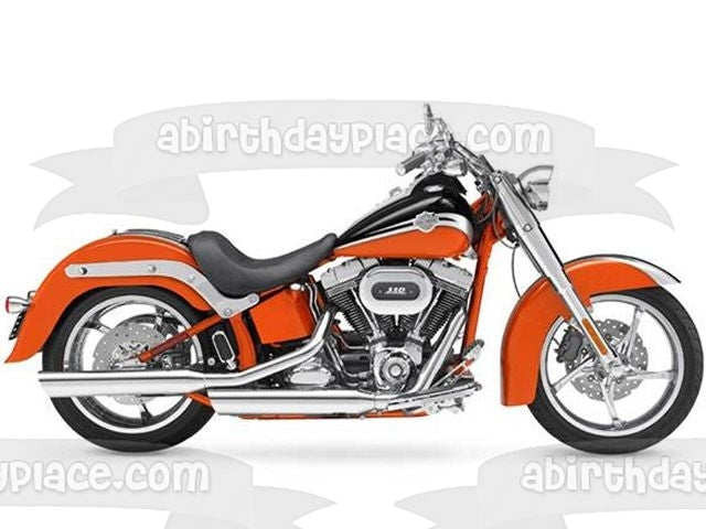 Adorno comestible para tarta Harley-Davidson, color naranja y negro, imagen ABPID09073 