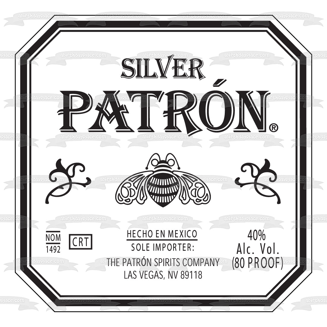 Silver Patrón Tequila the Patron Spirits Company Las Vegas Nevada Edible Cake Topper Imagen ABPID09190 