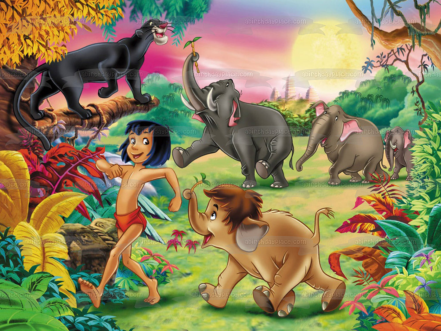 Disney el libro de la selva Mowgli Baloo Kaa Sheer Khan Bagheera Winifred Colonel Hathi Hathi Jr. Imagen comestible para tarta ABPID09209 