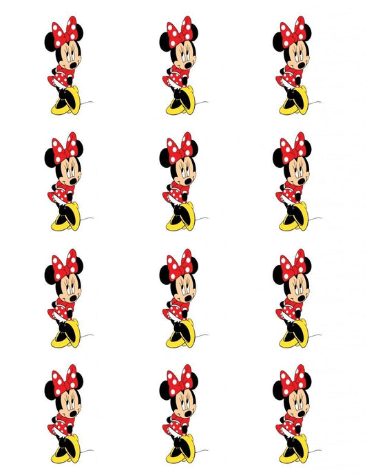 Disney Minnie Mouse Red White Polka Dots Yellow Shoes Edible Cupcake Topper Images ABPID09286