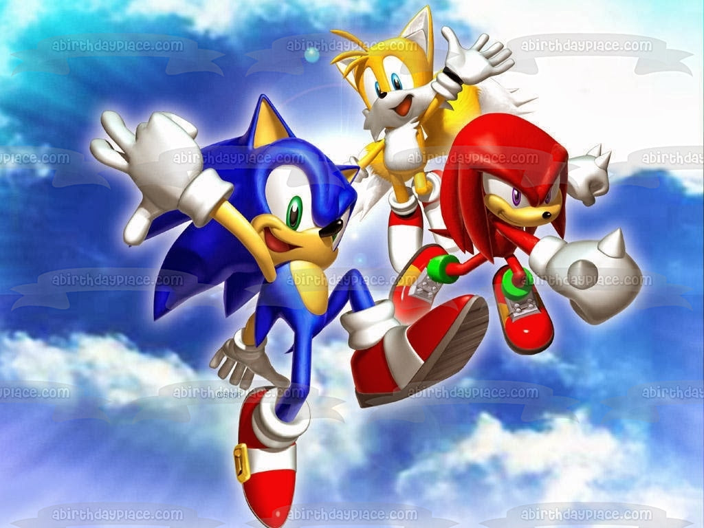 Sonic the Hedgehog Sega Videojuego Tails Knuckles Imagen comestible para decoración de tarta ABPID09292 