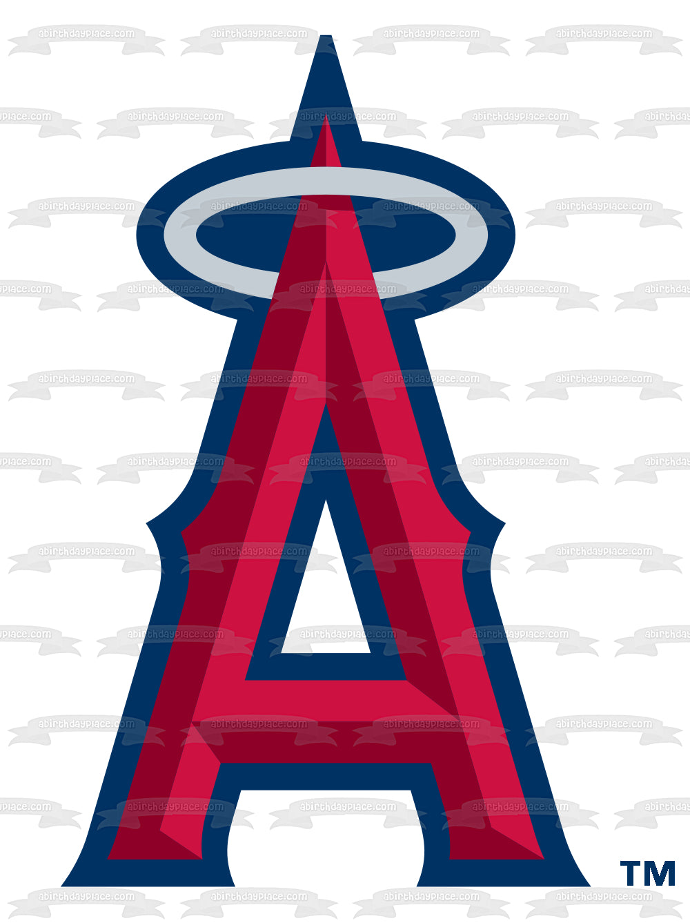 Logotipo de Los Angeles Angels, equipo deportivo, franquicia de béisbol profesional estadounidense, Anaheim, California, decoración comestible para tarta, imagen ABPID09414 