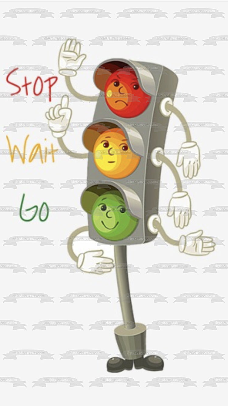 Traffic Light Stop Wait Go Edible Cake Topper Image ABPID09604