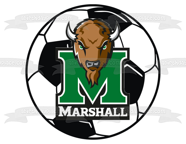 Marshall University Soccer Logo NCAA Edible Cake Topper Image ABPID10273