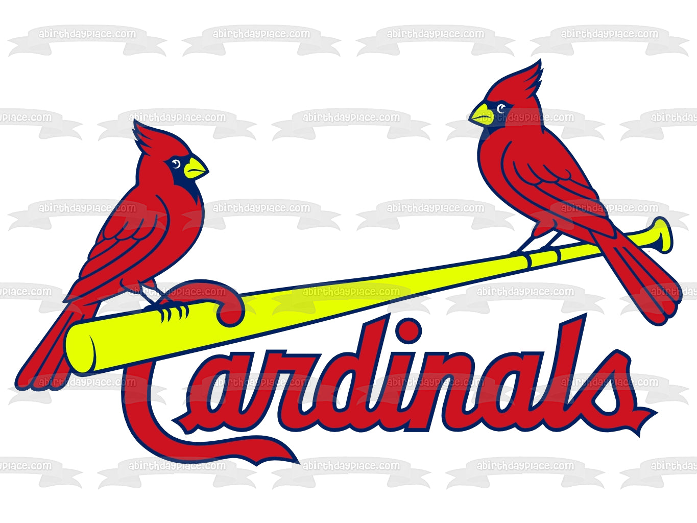 St. Louis Cardinals Logo Red Cardinals Bate de béisbol amarillo MLB Imagen comestible para tarta ABPID10487 