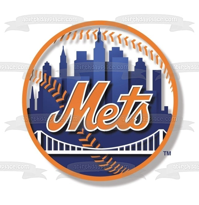 Imagen comestible para tarta con logotipo de los Mets de Nueva York MLB ABPID10756