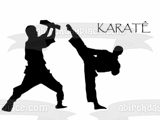 Karate Silhouettes Edible Cake Topper Image ABPID10840