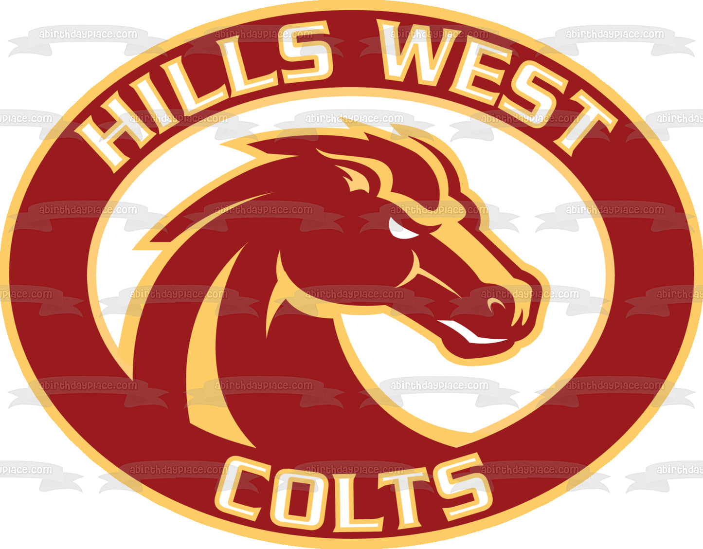 Imagen comestible para tarta con logotipo de Hills West Colts High School ABPID11110 