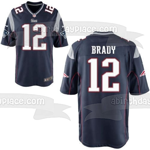 New England Patriots Tom Brady Jersey Front and Back NFL Edible Cake Topper Image ABPID11119