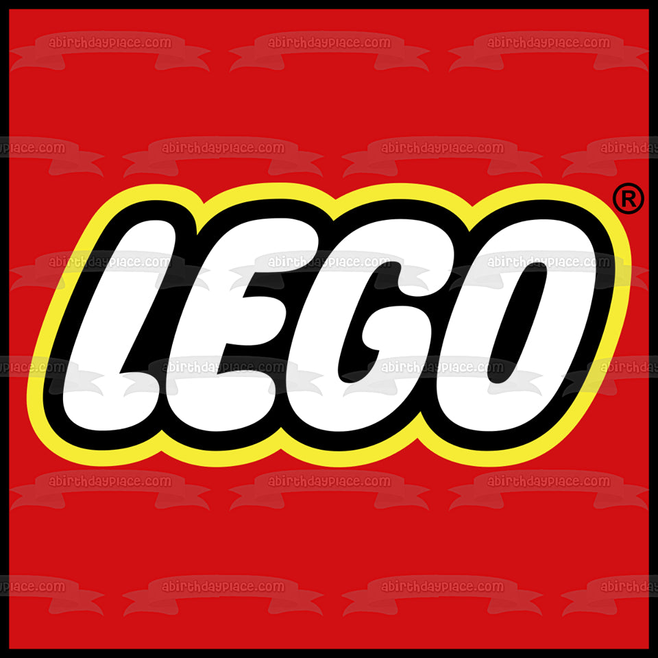 Imagen comestible para decoración de tarta con logotipo de LEGO, fondo rojo, ABPID11315 