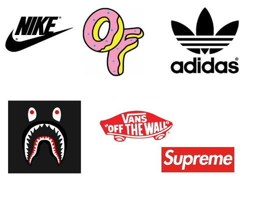 Logotipos de minoristas variados Nike Adidas Supreme Vans Zumiez Bape Imágenes comestibles para cupcakes ABPID11319 