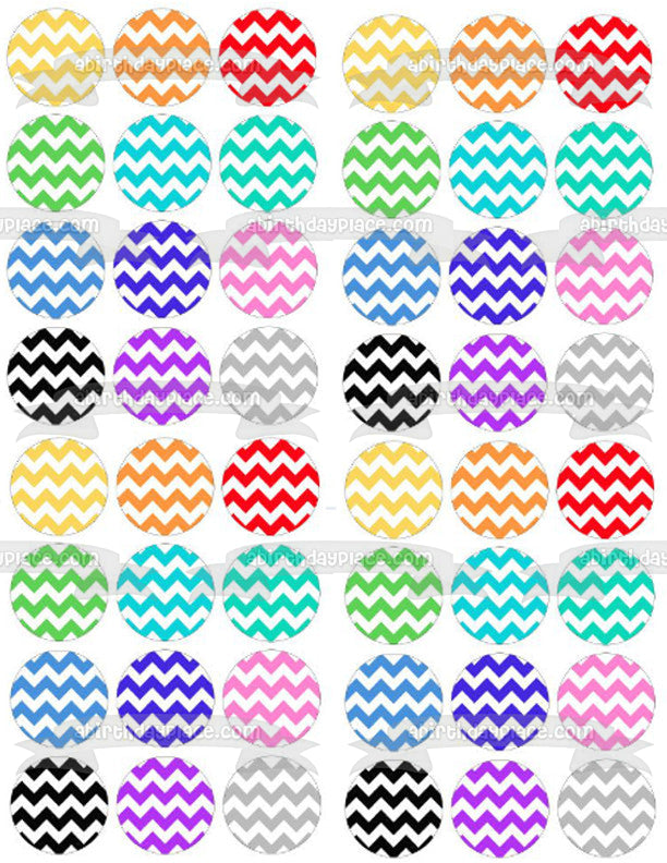 Zig Zag Pattern Circles Red Green Blue Pink Orange Edible Cake Topper Image ABPID11345