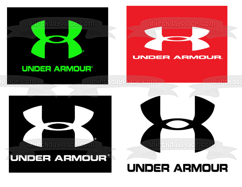 Under Armour Logos Green and Black Red and White White and Black Black and White Edible Cake Topper Image ABPID11412