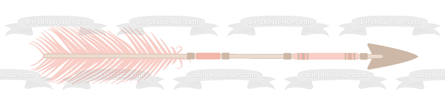 Pink Blush Tribal Arrow Feathers Edible Cake Topper Image ABPID11440