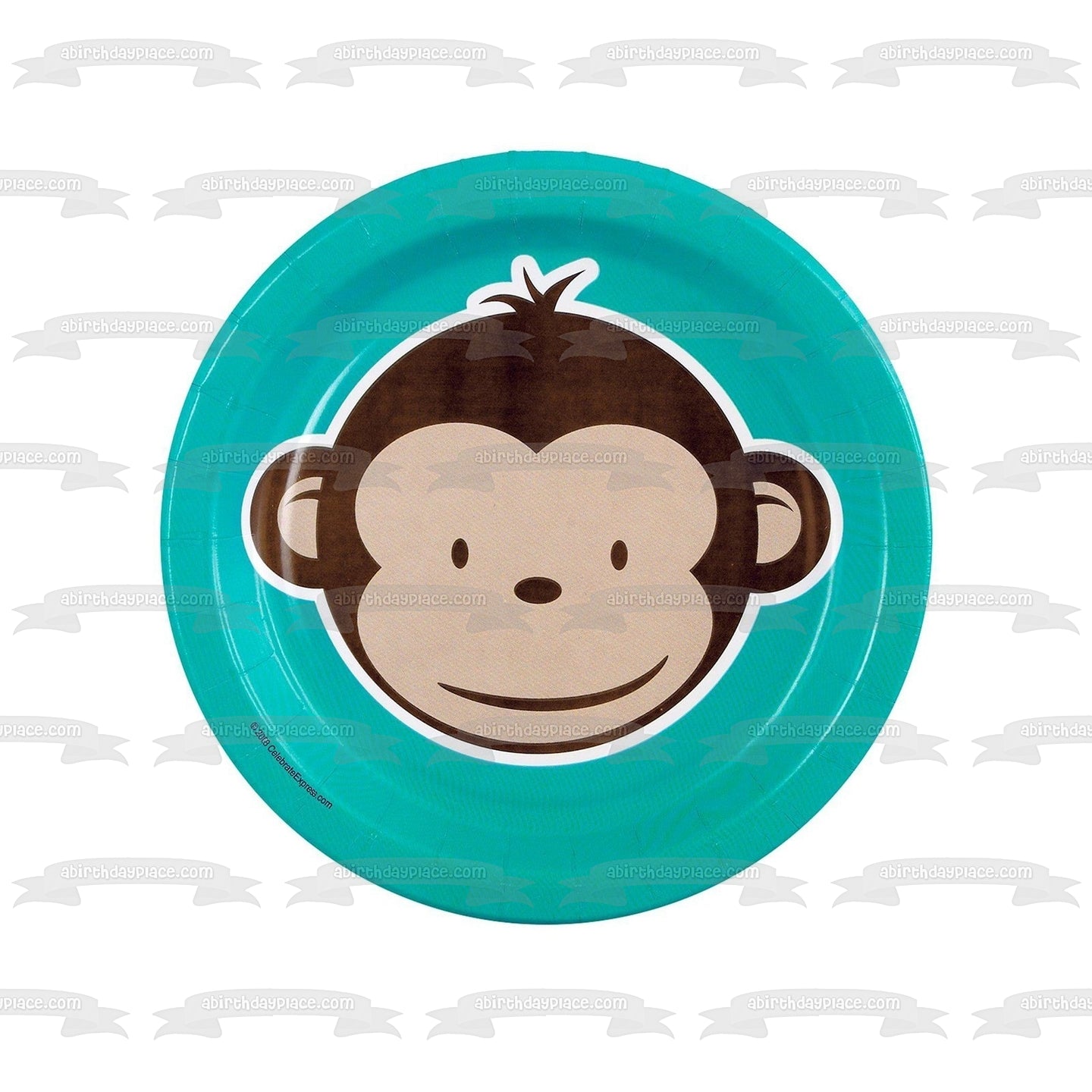 Cartoon Monkey Blue Background Edible Cake Topper Image ABPID11492