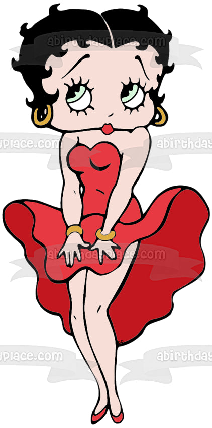 Betty Boop Holding Dress Down Edible Cake Topper Image ABPID11695