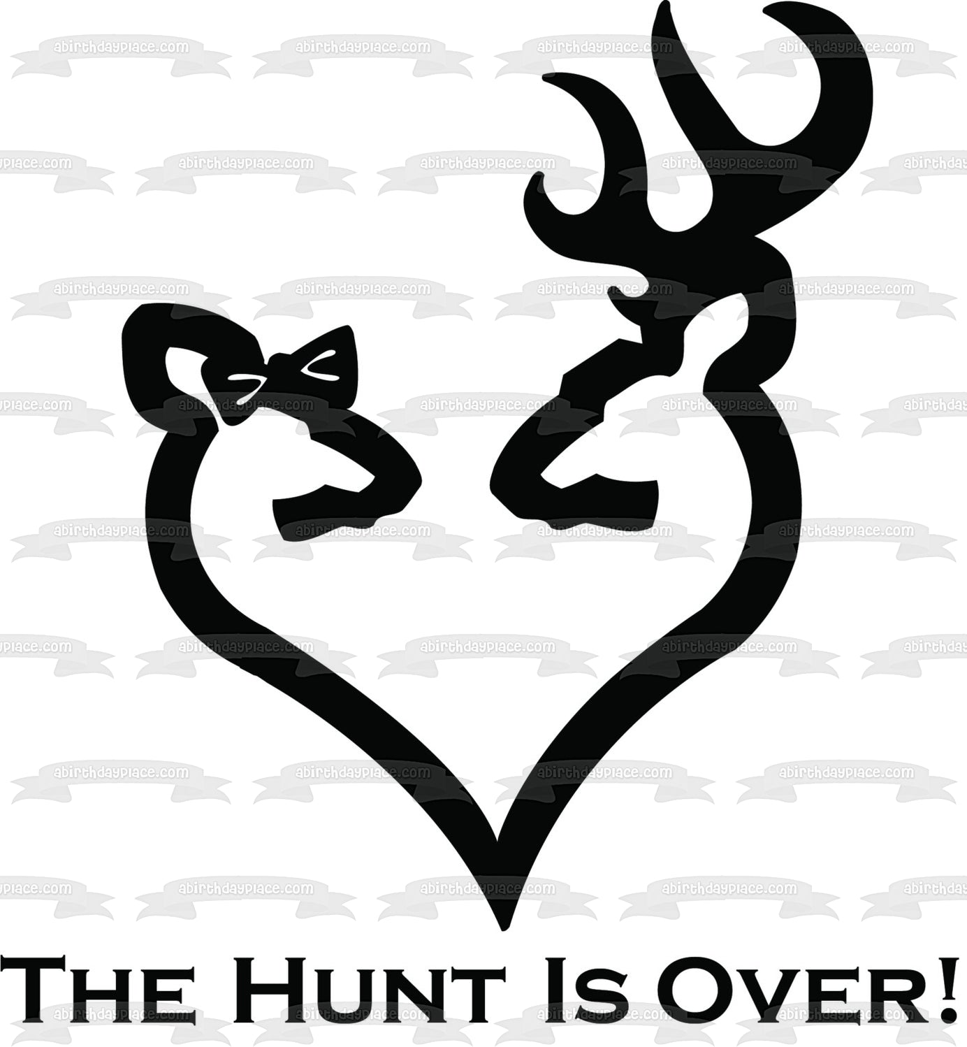 Doe and Buck Heart Silhouette Edible Cake Topper Image ABPID11704