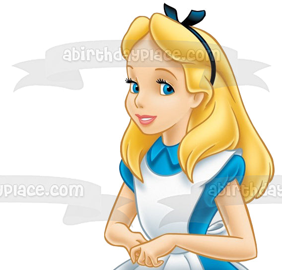 Alice In Wonderland Alice Smiling Edible Cake Topper Image ABPID11734