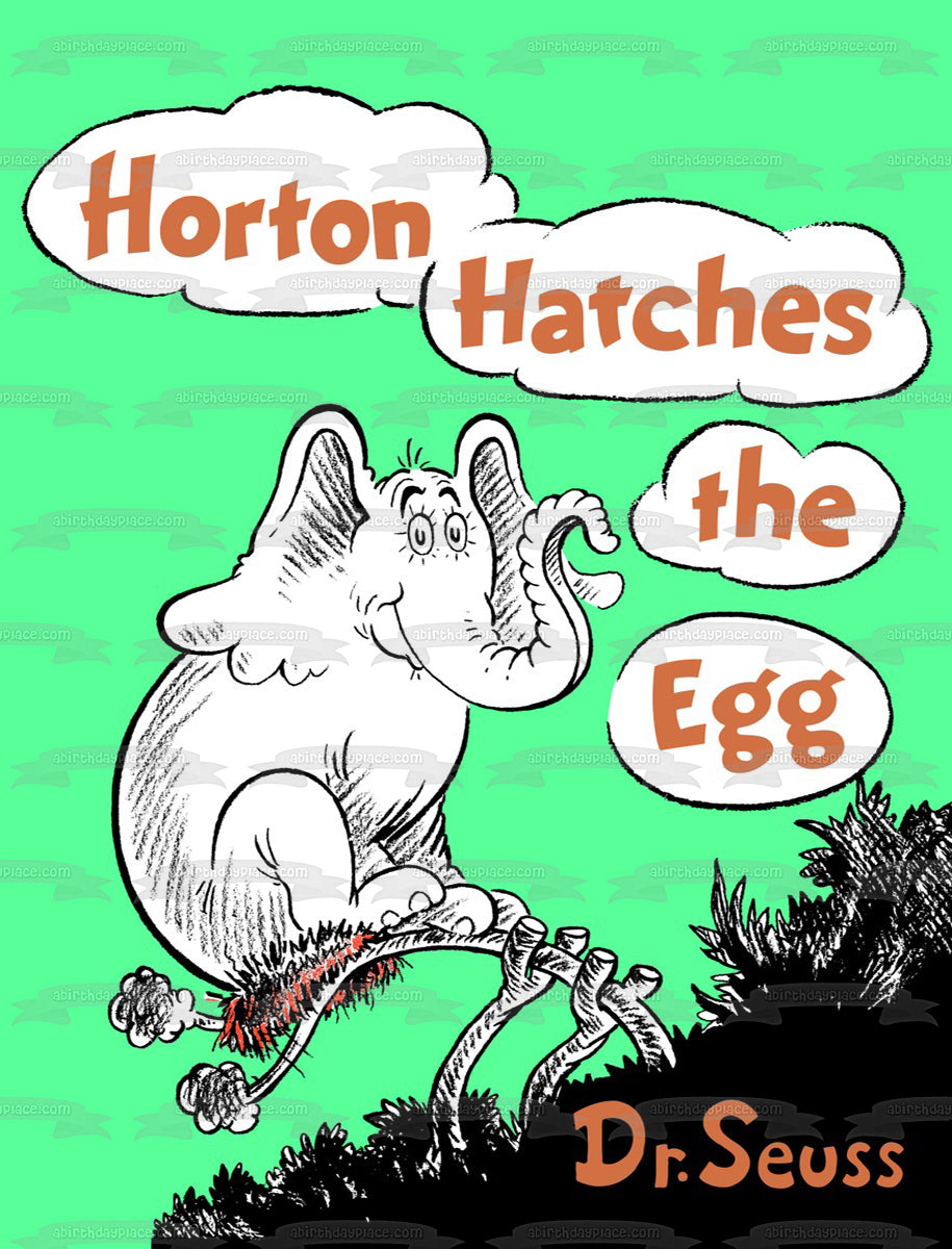 Dr. Seuss Horton Hatches the Egg Book Cover Edible Cake Topper Image ABPID11876