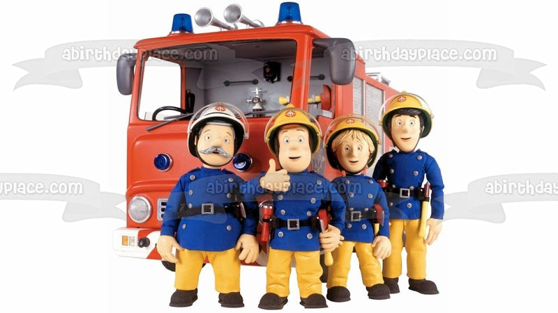 Fireman Sam Co-Workers Fire Truck Edible Cake Topper Image ABPID12072