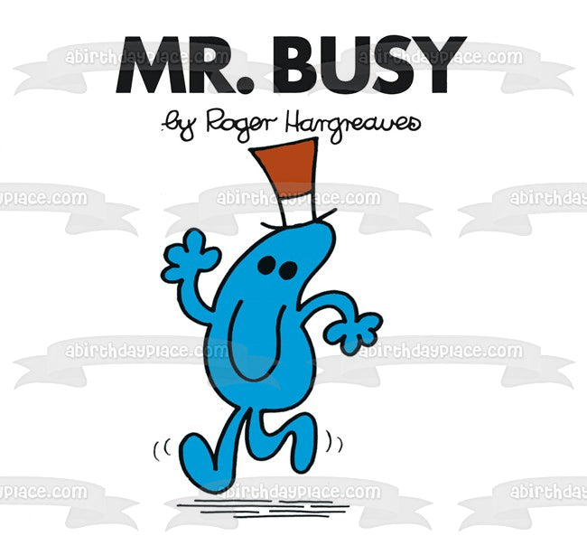 Imagen de decoración comestible para tarta Mr. Men Mr. Busy azul ABPID12219 