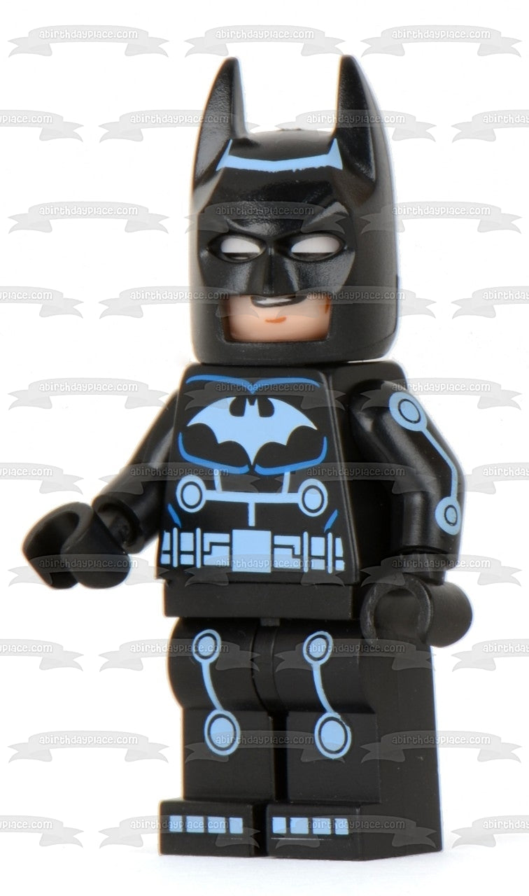 LEGO DC Comics Superhéroe Batman Sonriendo Decoración comestible para tarta Imagen ABPID12289