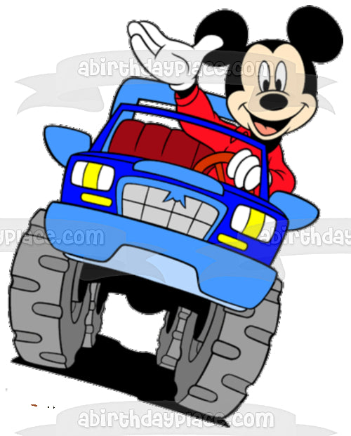 Disney Mickey Mouse Driving a Car Edible Cake Topper Image ABPID12369