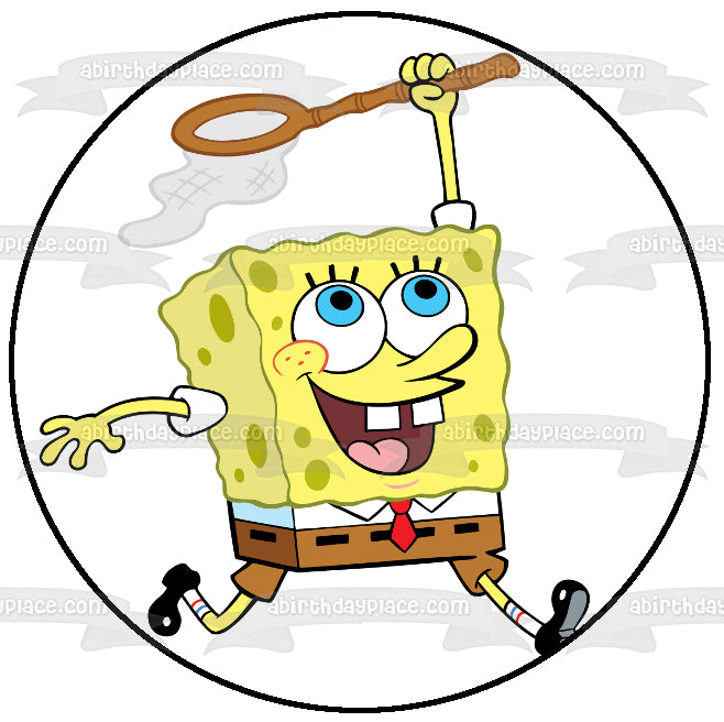 SpongeBob SquarePants Catching Jellyfish Edible Cake Topper Image ABPID12427