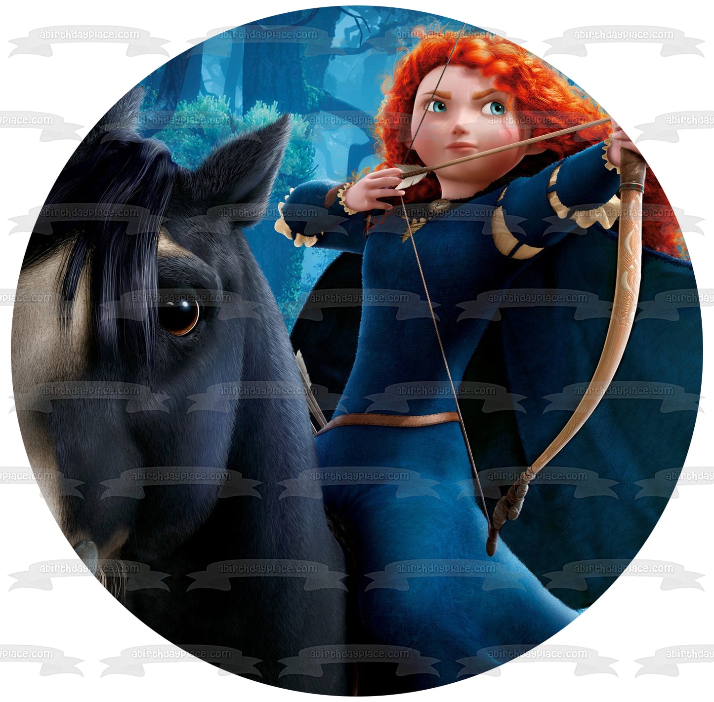 Disney Brave Merida Angus Trees Bow and Arrow Edible Cake Topper Image ABPID12436