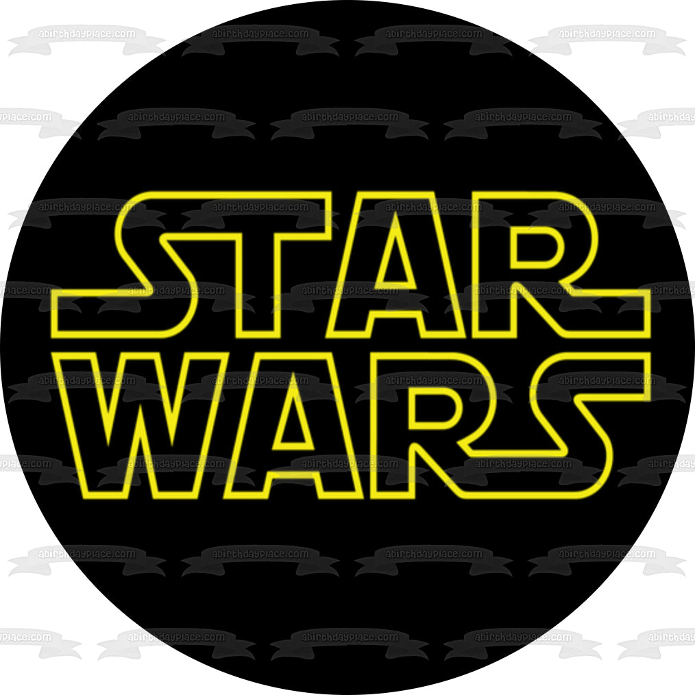 Imagen comestible para decoración de tarta con el logotipo de Star Wars, fondo negro, ABPID12455 