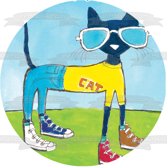 Pete el gato Gafas de sol Diferentes zapatos Imagen comestible para decoración de tarta ABPID12741 