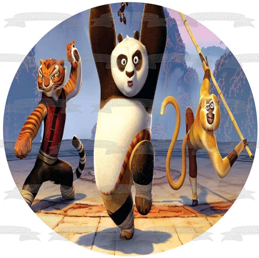 Imagen comestible para tarta de Kung Fu Panda Po Tigresa Mono Karate Stance ABPID12806 