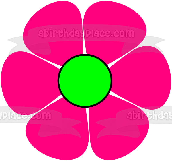 Adorno comestible para tarta con flor de dibujos animados rosa y verde, imagen ABPID12986 