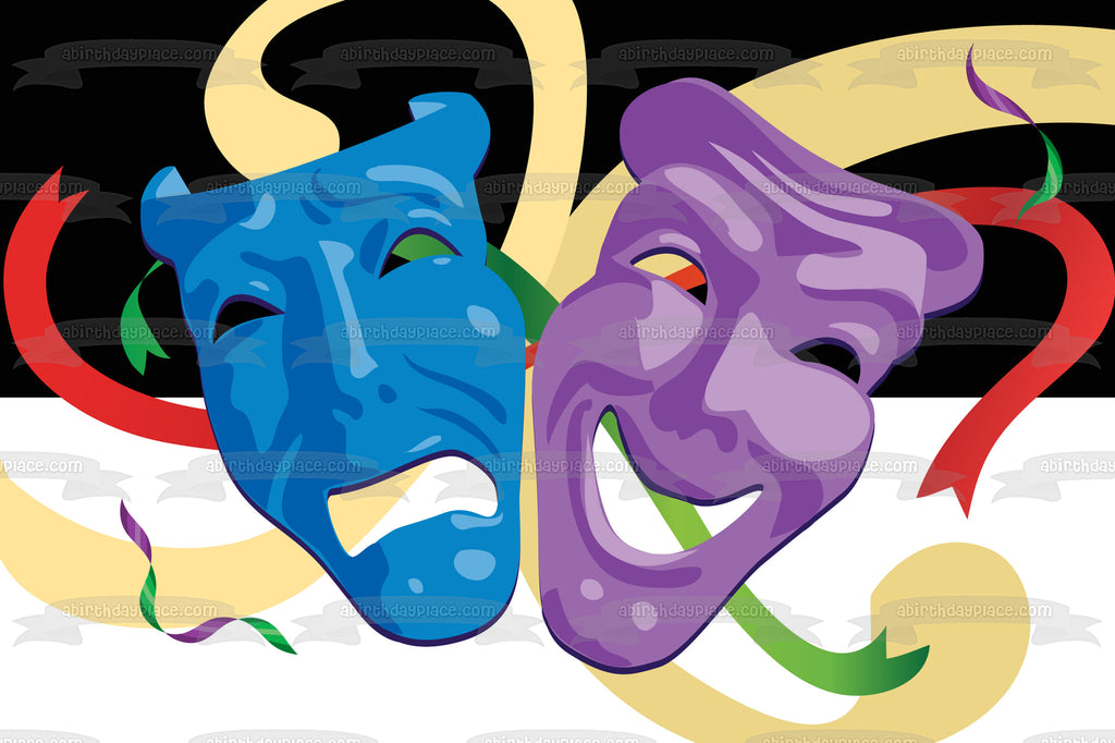 colorful comedy tragedy masks