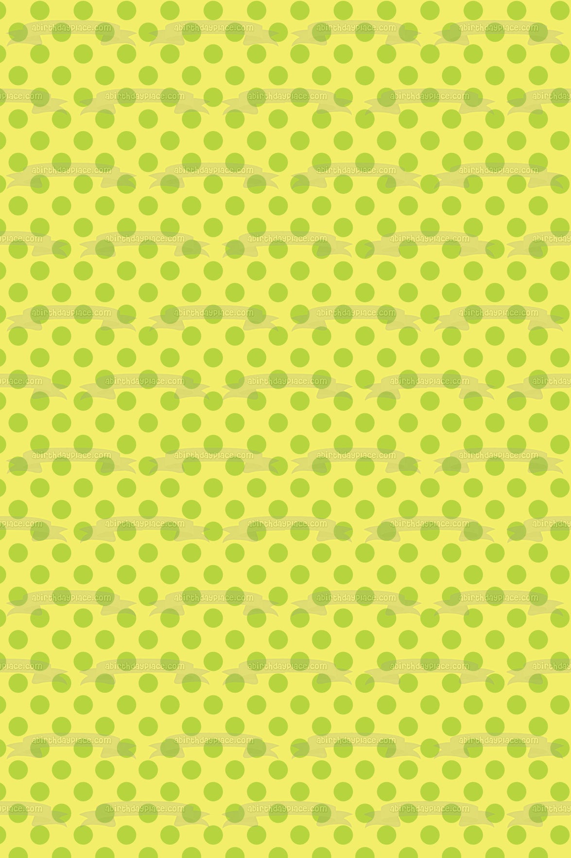 Yellow Background Green Polka Dots Pattern Edible Cake Topper Image ABPID13086