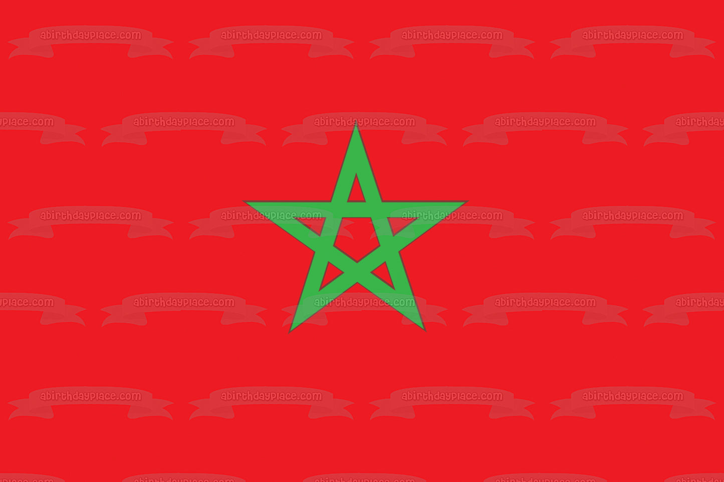 Flag of Morocco Red Green Star Edible Cake Topper Image ABPID13140