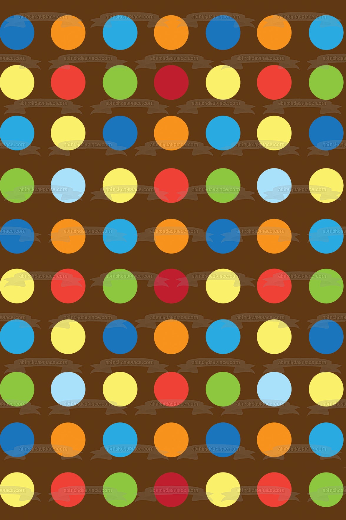 Polka Dot Pattern Blue Orange Red Green Yellow Pink Brown Background Edible Cake Topper Image ABPID13150