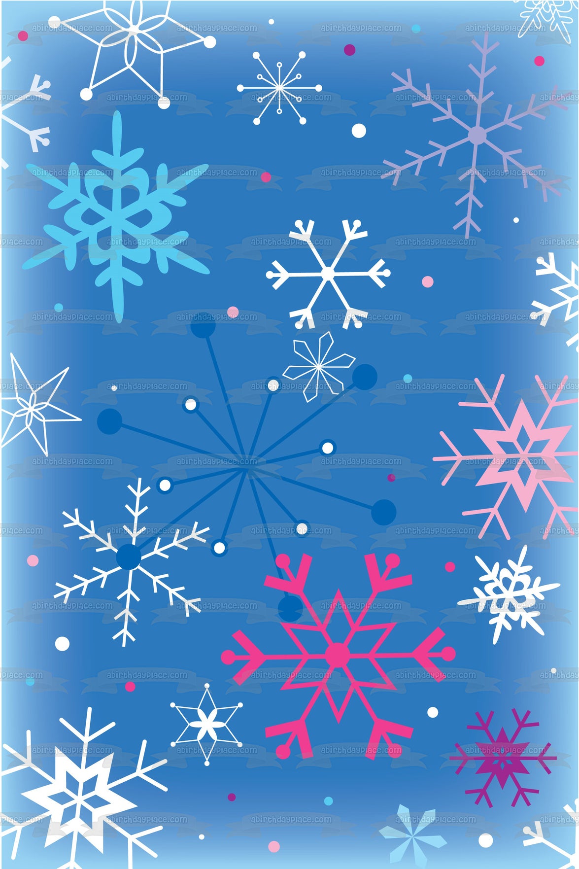 Winter Colored Snowflakes Blue Background Edible Cake Topper Image ABPID13250