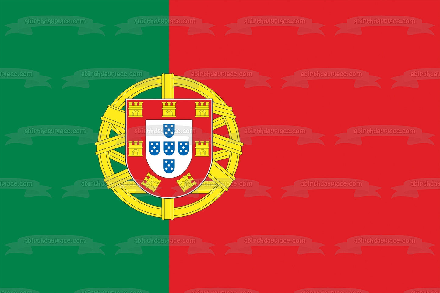 Portugal Flag Vector Green Red Background Portuguese Coat of Arms Edible Cake Topper Image ABPID13253