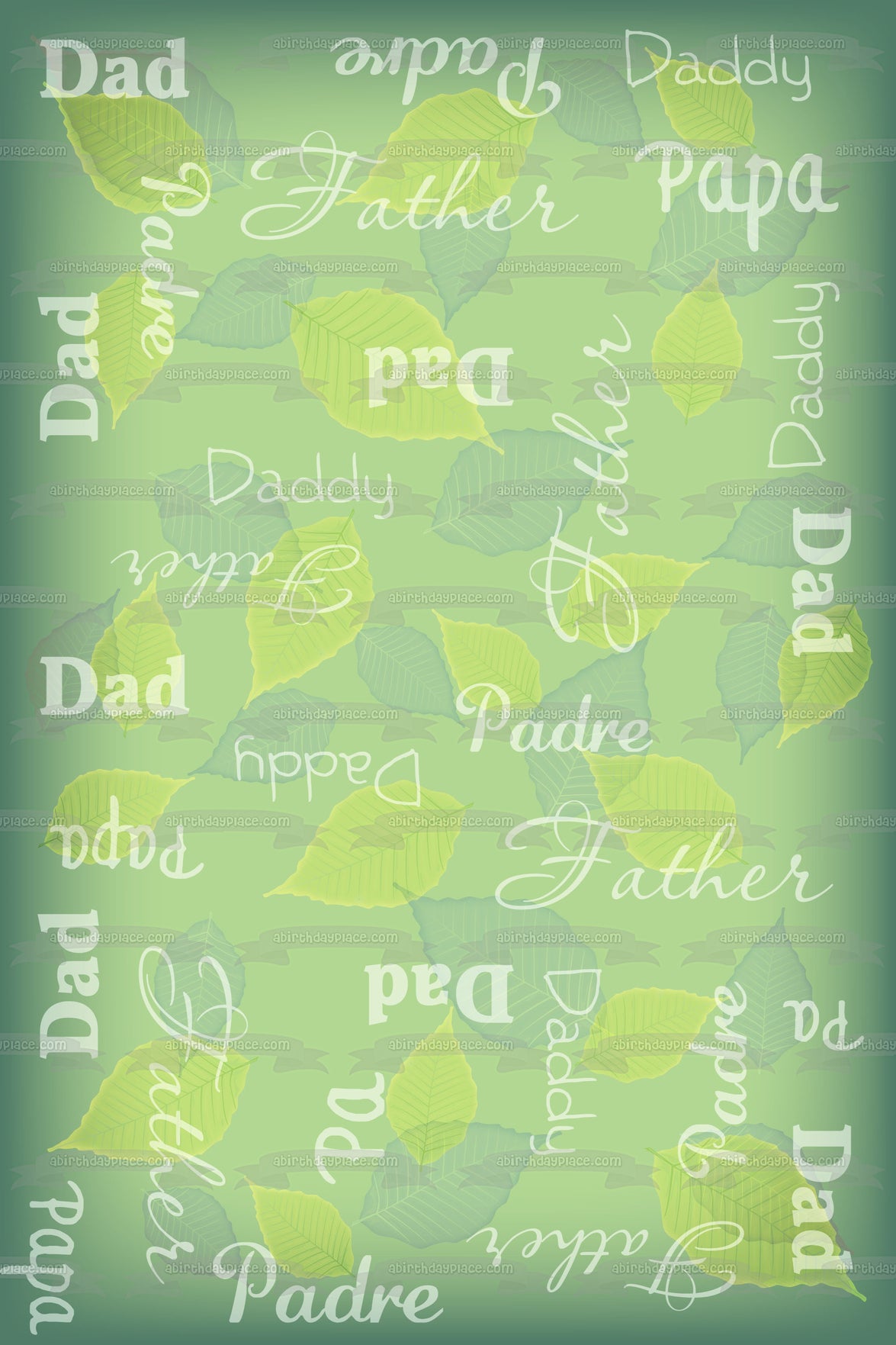 Happy Fathers Day Dad Daddy Papa Father Padre Leaves Edible Cake Topper Image ABPID13308