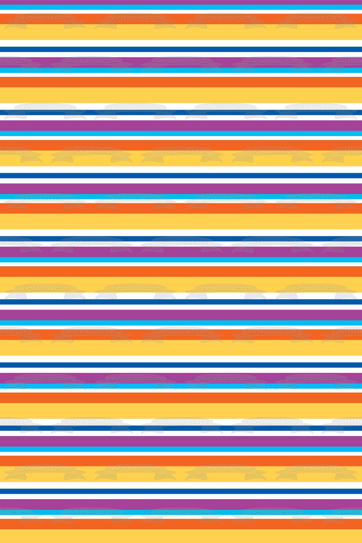 Horizontal Stripes Purple Blue White Orange Edible Cake Topper Image ABPID13397