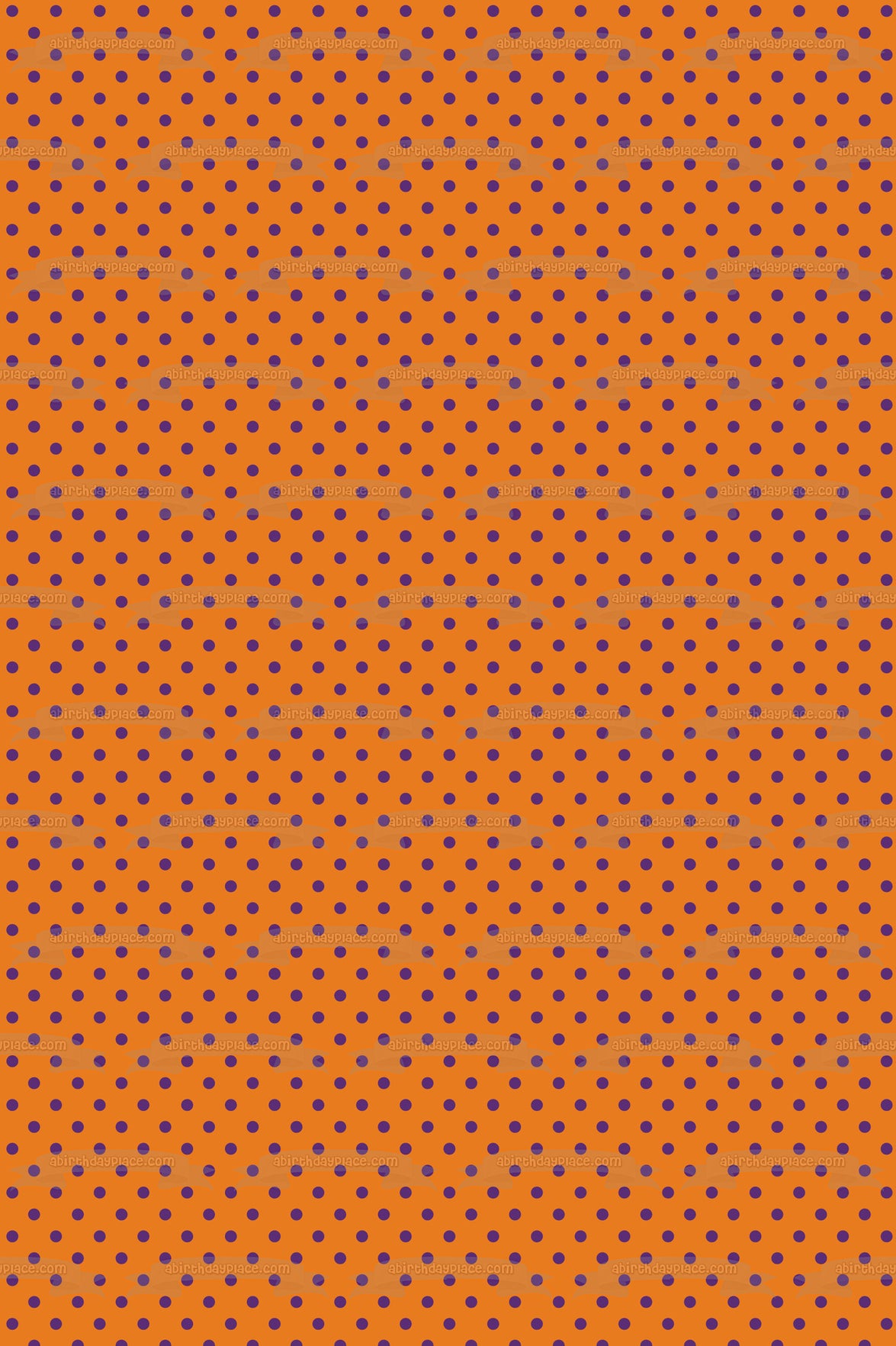 Diagonal Purple Polka Dots Orange Background Edible Cake Topper Image ABPID13418