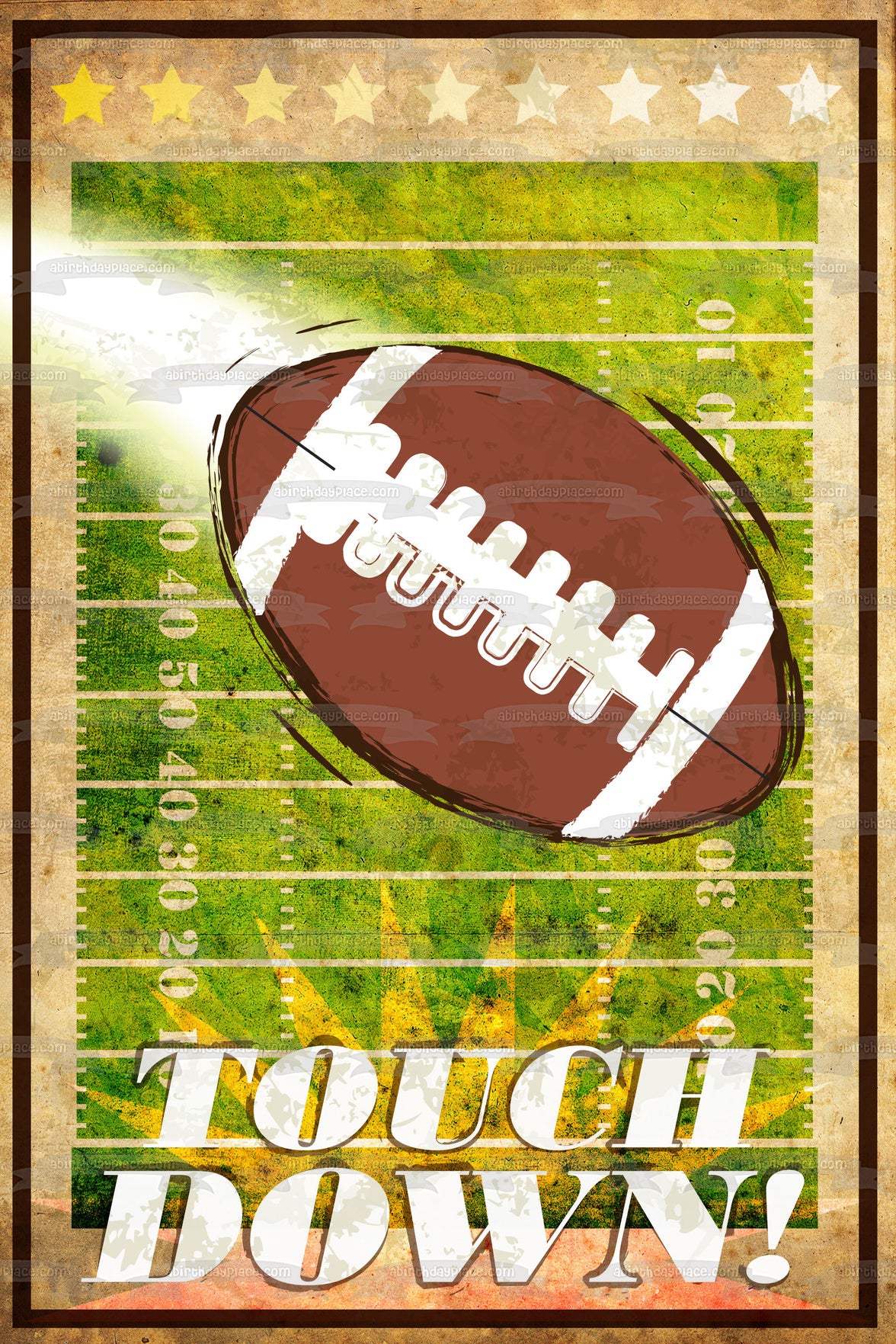 Sports Football Touch Down Football Field Stars Edible Cake Topper Image ABPID13448