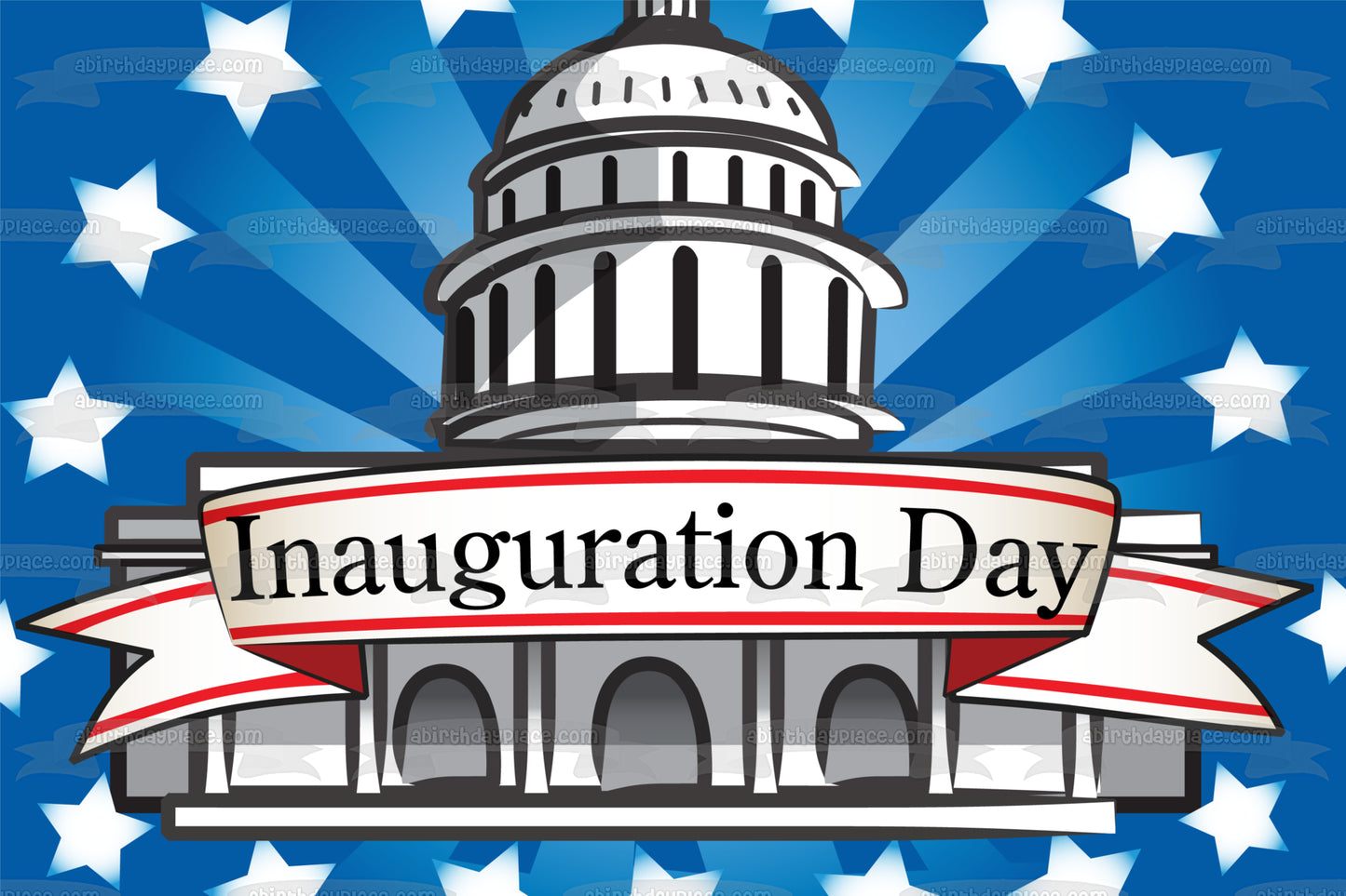 Presidential Inauguration Day White House Stars Edible Cake Topper Image ABPID13458