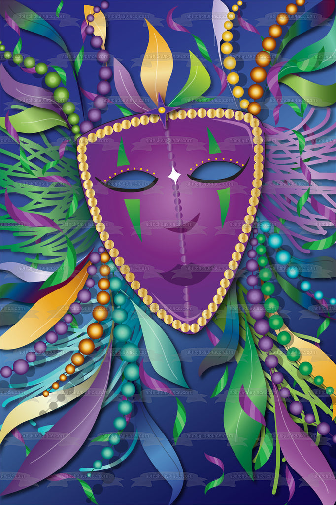 Mardi Gras Mask Edible Cake Topper Image – A Birthday Place