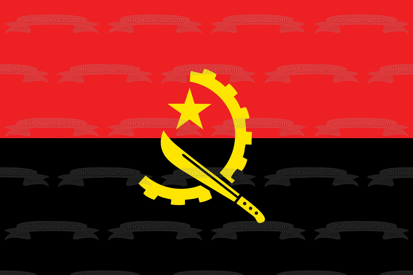 Bandera de Angola Rojo Negro Amarillo Imagen comestible para decoración de tarta ABPID13520 