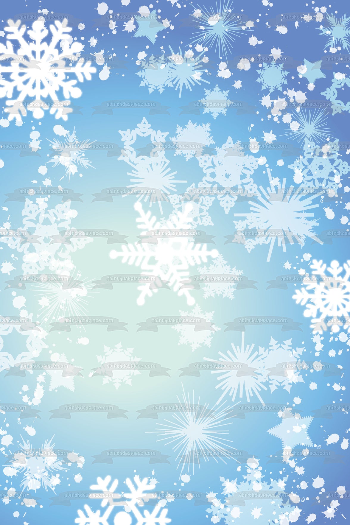 Snowflakes and Startspattern Blue Background Edible Cake Topper Image ABPID13524