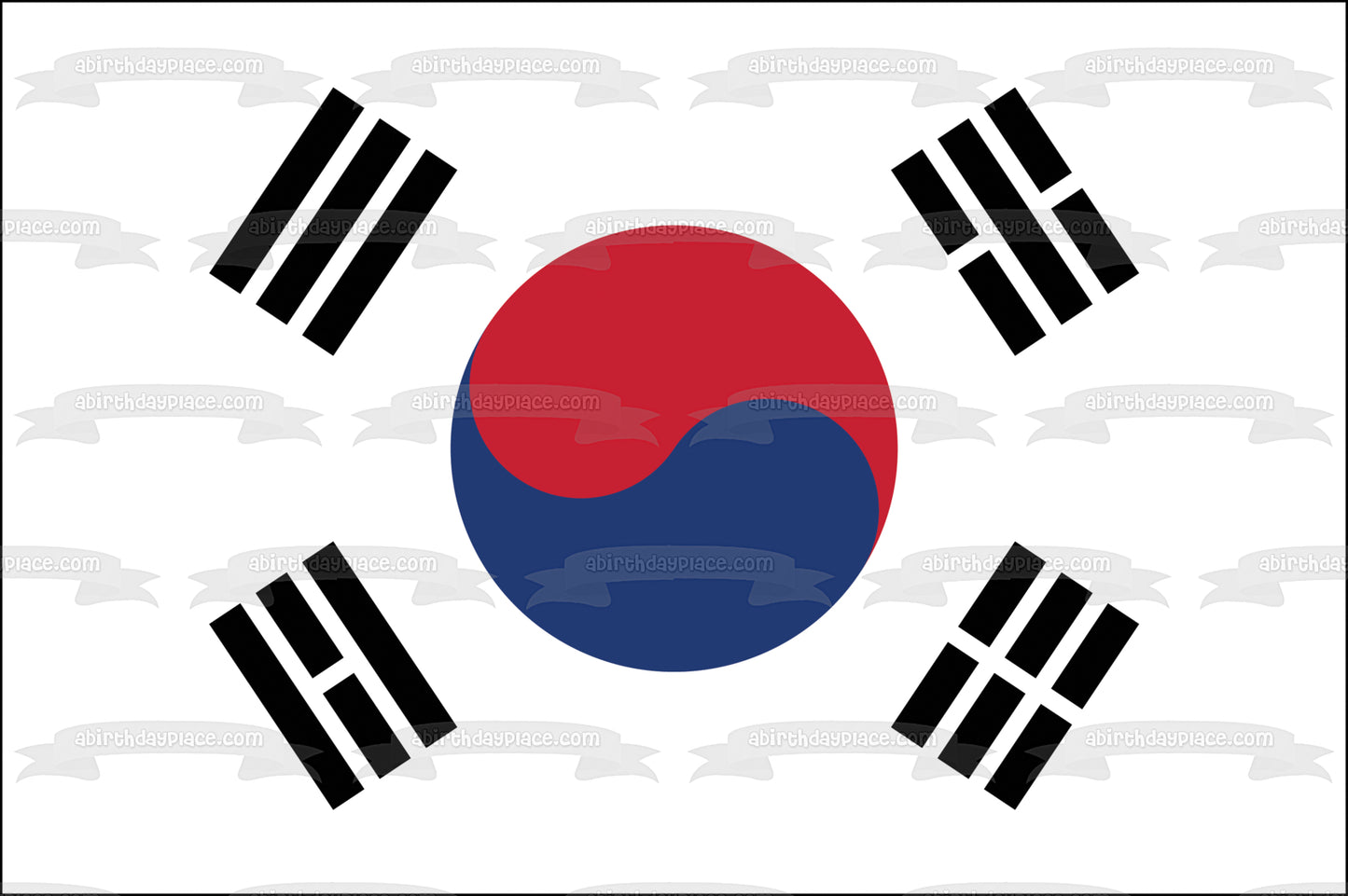 Flag of South Korea Taegukgi Red Blue Black Edible Cake Topper Image ABPID13608