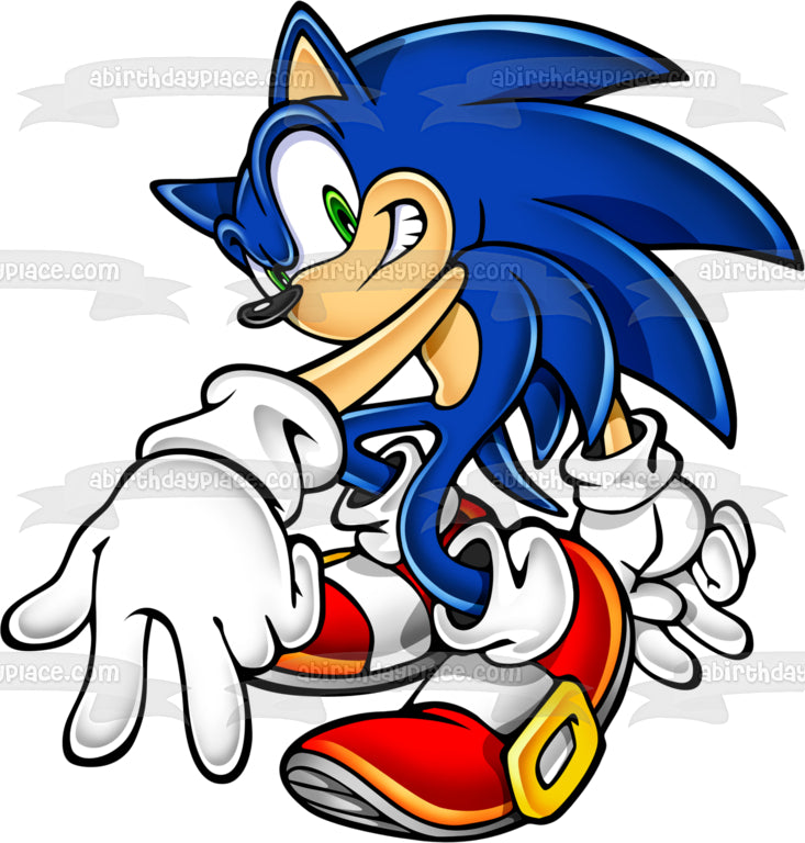 Sonic the Hedgehog Giving Peace Signs Edible Cake Topper Image ABPID13649