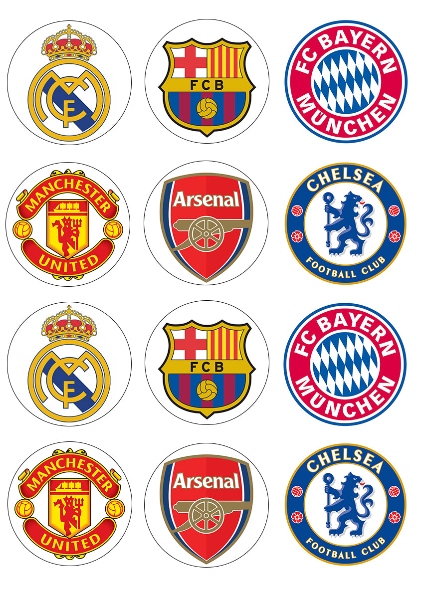 Soccer Club Logos Football Club Barcelona Chelsea Football Club Manchester United Edible Cupcake Topper Images ABPID14779